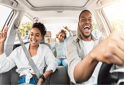 Laughing Family In Car